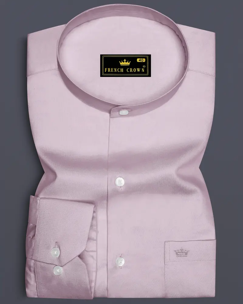 Coutaro-Plum Pink Subtle Sheen Super Soft Premium Cotton Mandarin Dress Shirt 6