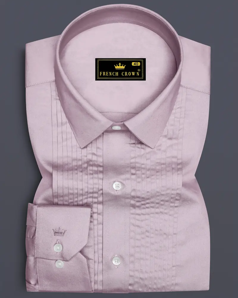 Coutaro-Plum Pink Subtle Sheen Super Soft Premium Cotton Tuxedo Dress Shirt 1