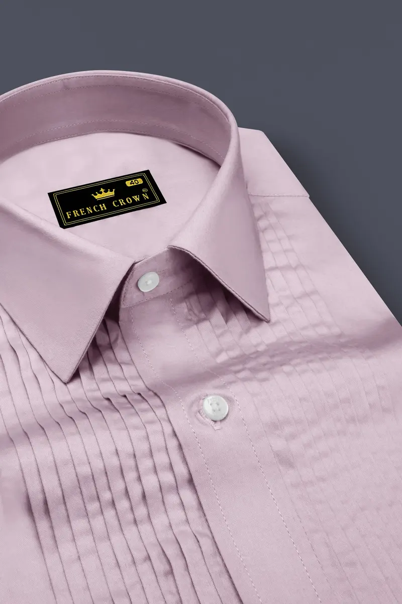 Coutaro-Plum Pink Subtle Sheen Super Soft Premium Cotton Tuxedo Dress Shirt 4