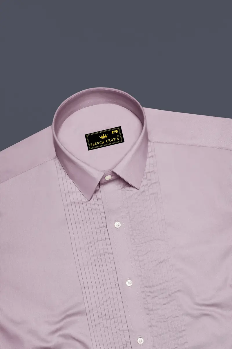 Coutaro-Plum Pink Subtle Sheen Super Soft Premium Cotton Tuxedo Dress Shirt 5