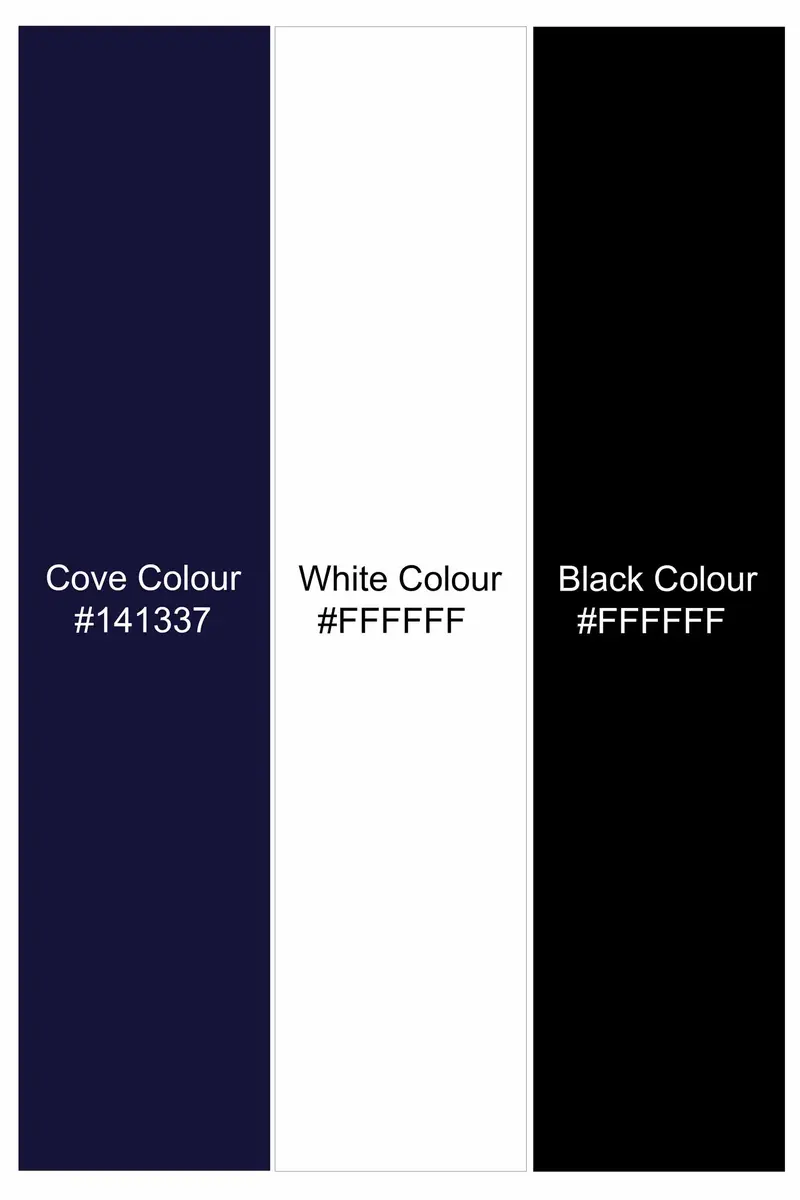 Cove Blue And Black Leaves Printed Subtle Sheen Super Soft Premium Cotton Designer Shirt 6