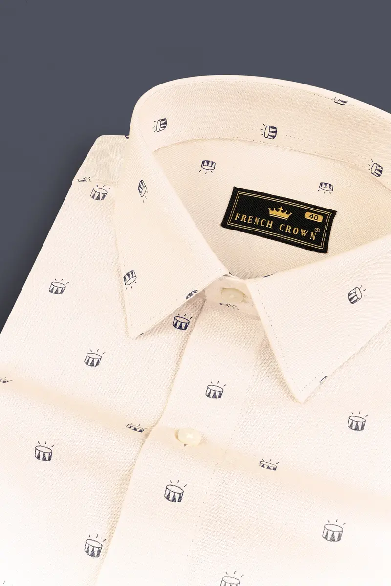 Cranberry Cream Printed Royal Oxford Premium Cotton Shirt 1