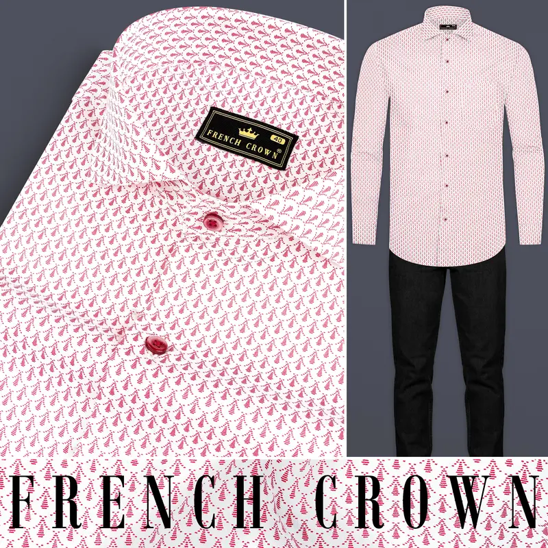 Cranberry Pink Printed Subtle Sheen Super Soft Premium Cotton Shirt 15