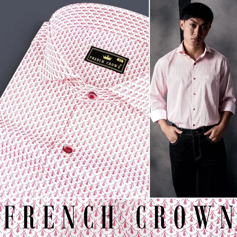 Cranberry Pink Printed Subtle Sheen Super Soft Premium Cotton Shirt 16
