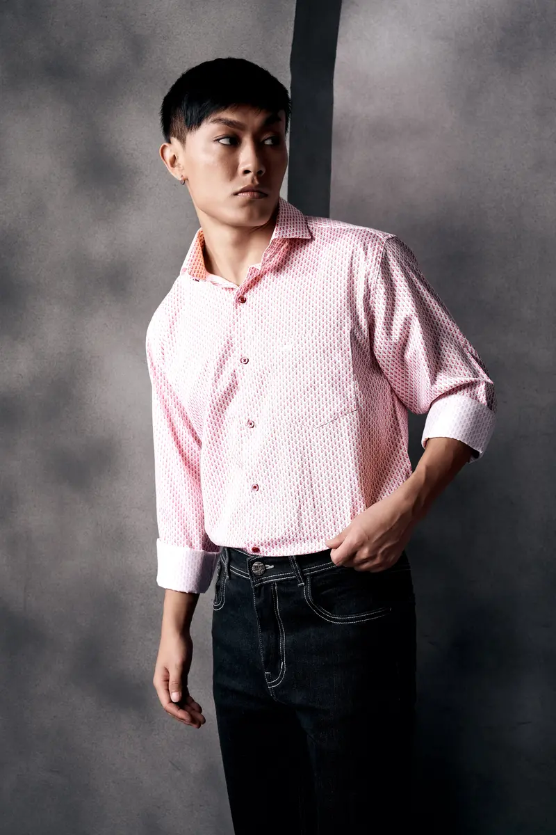 Cranberry Pink Printed Subtle Sheen Super Soft Premium Cotton Shirt 5