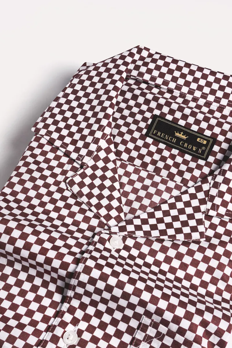 Crater Brown And White Checked Premium Cotton Shirt 4