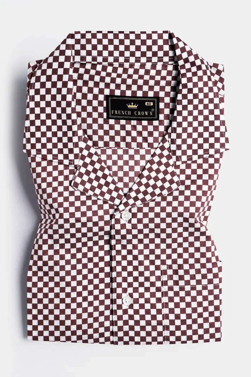 Crater Brown And White Checked Premium Cotton Shirt 5