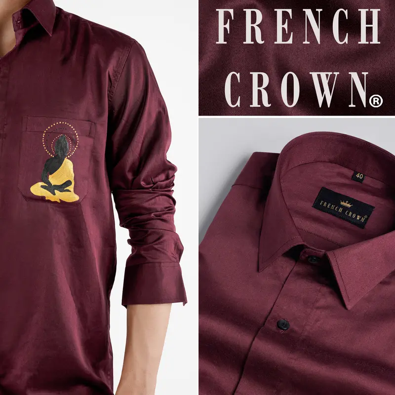 Crater Brown Lord Buddha Hand Painted Super Soft Premium Cotton Designer Shirt 1