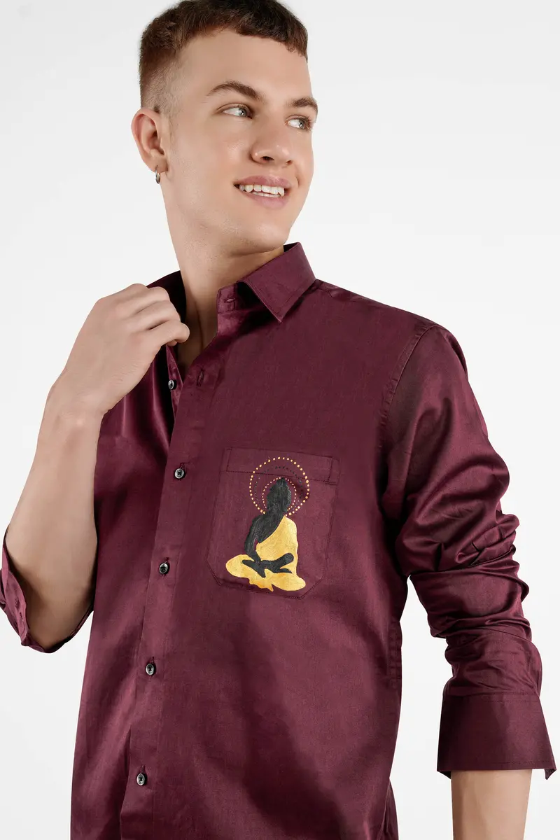 Crater Brown Lord Buddha Hand Painted Super Soft Premium Cotton Designer Shirt 6