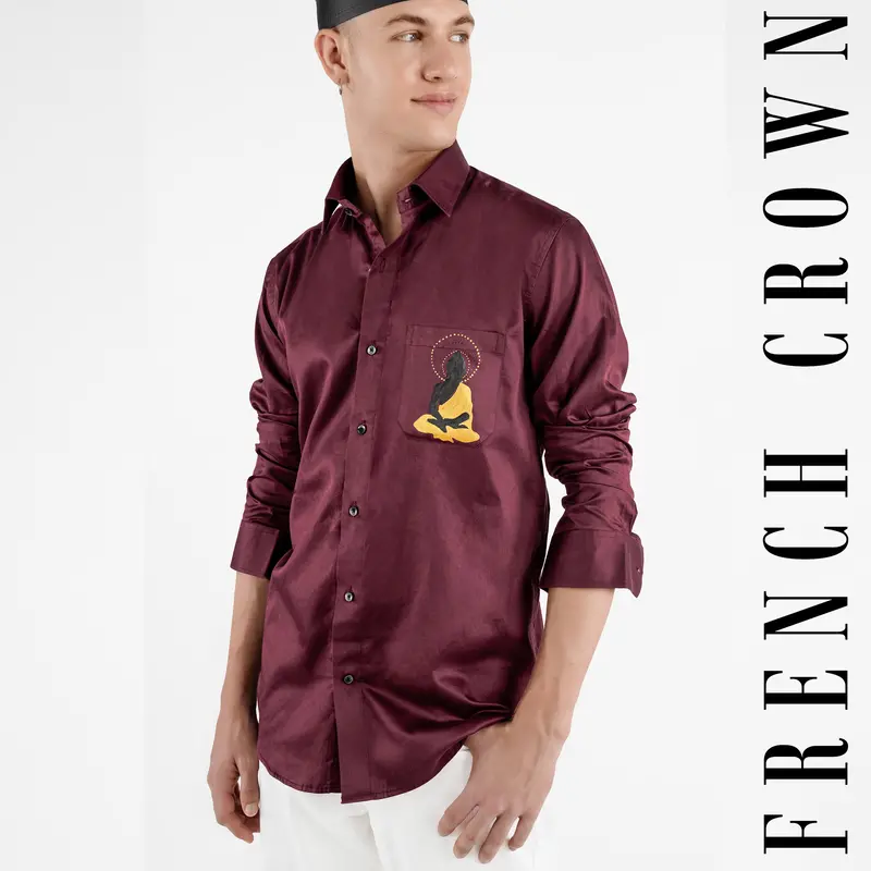 Crater Brown Lord Buddha Hand Painted Super Soft Premium Cotton Designer Shirt 9