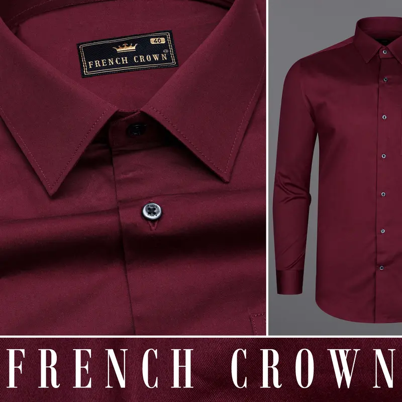 Crater Maroon Subtle Sheen Super Soft Premium Cotton Shirt 11