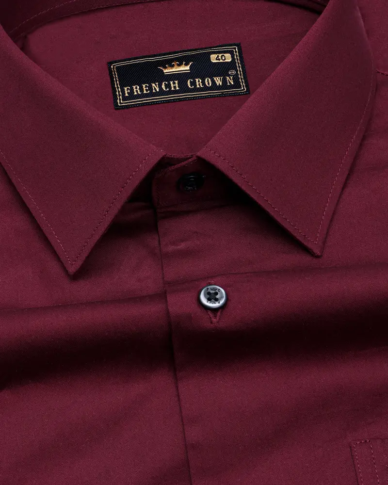 Crater Maroon Subtle Sheen Super Soft Premium Cotton Shirt 2