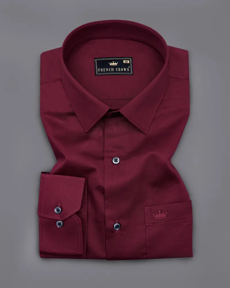 Crater Maroon Subtle Sheen Super Soft Premium Cotton Shirt 4