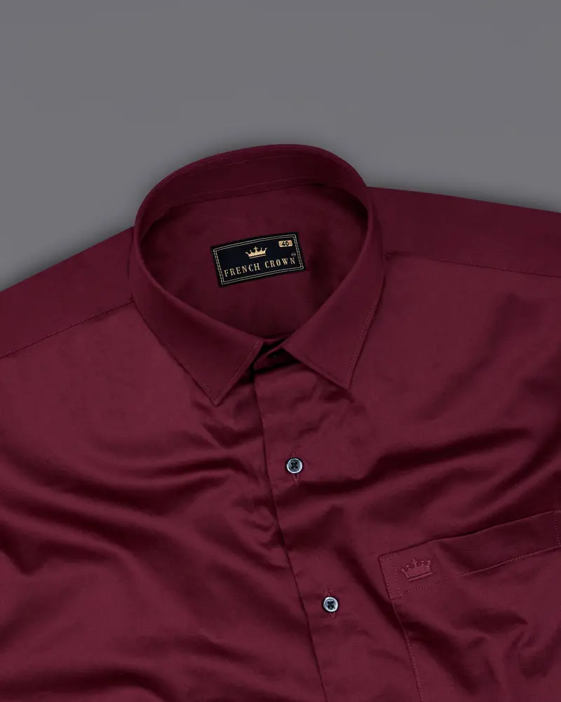 Crater Maroon Subtle Sheen Super Soft Premium Cotton Shirt 5