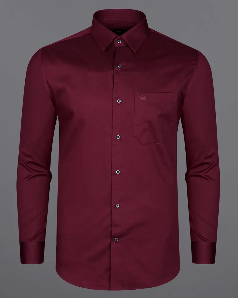 Crater Maroon Subtle Sheen Super Soft Premium Cotton Shirt 6