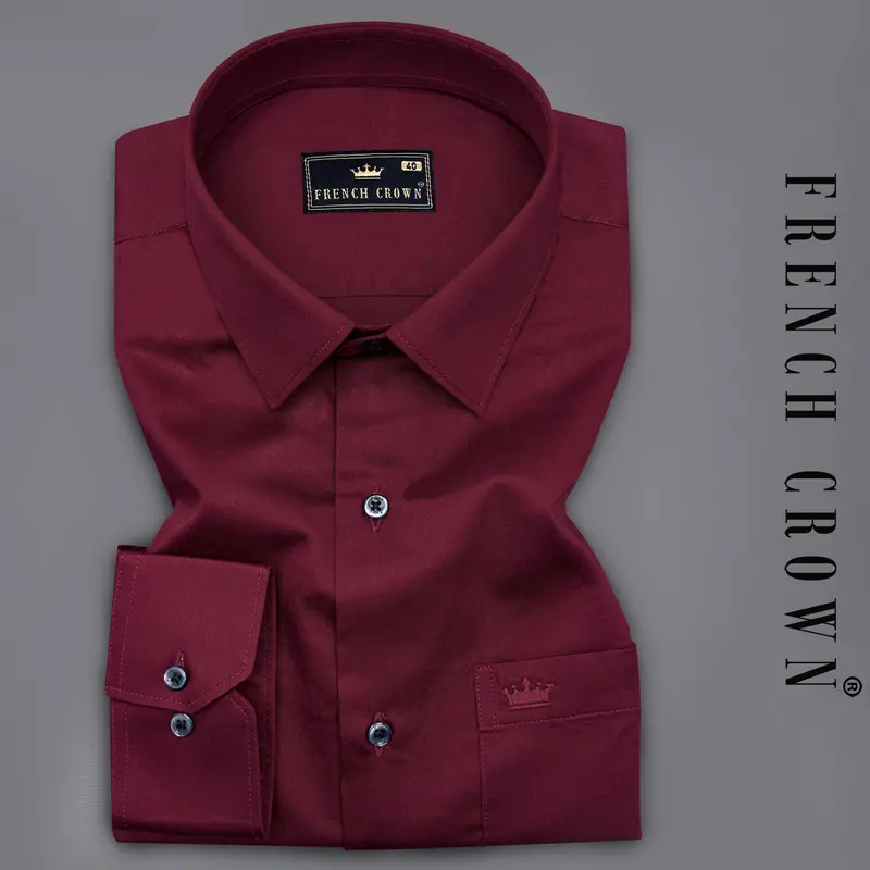 Crater Maroon Subtle Sheen Super Soft Premium Cotton Shirt 8