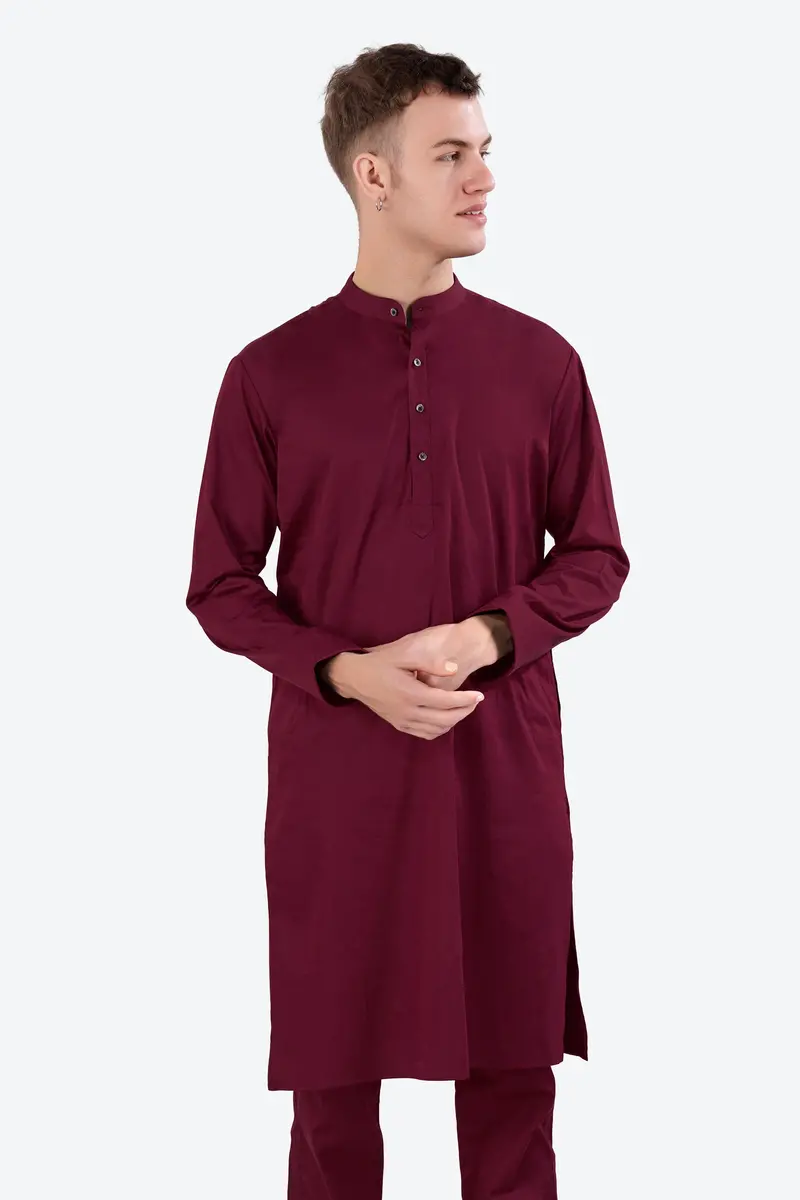 Crater Wine Subtle Sheen Super Soft Premium Cotton Kurta 6