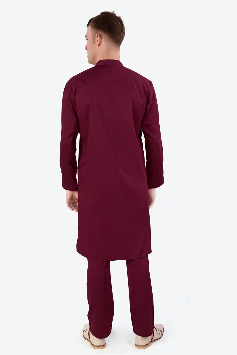 Crater Wine Subtle Sheen Super Soft Premium Cotton Kurta 9