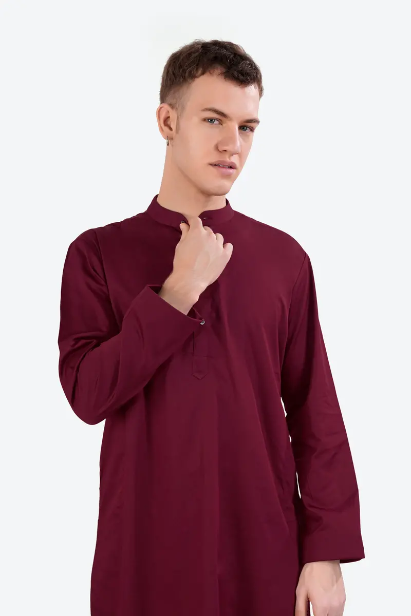 Crater Wine Subtle Sheen Super Soft Premium Cotton Kurta Set 4