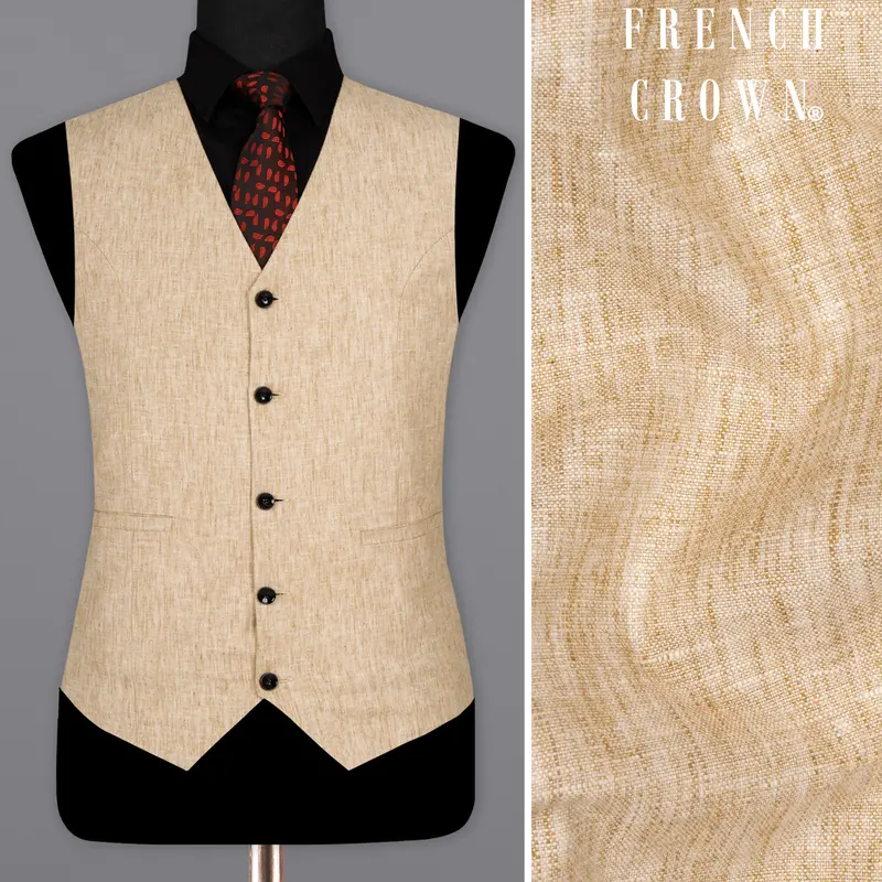 Cream Luxurious Linen Waistcoat 1