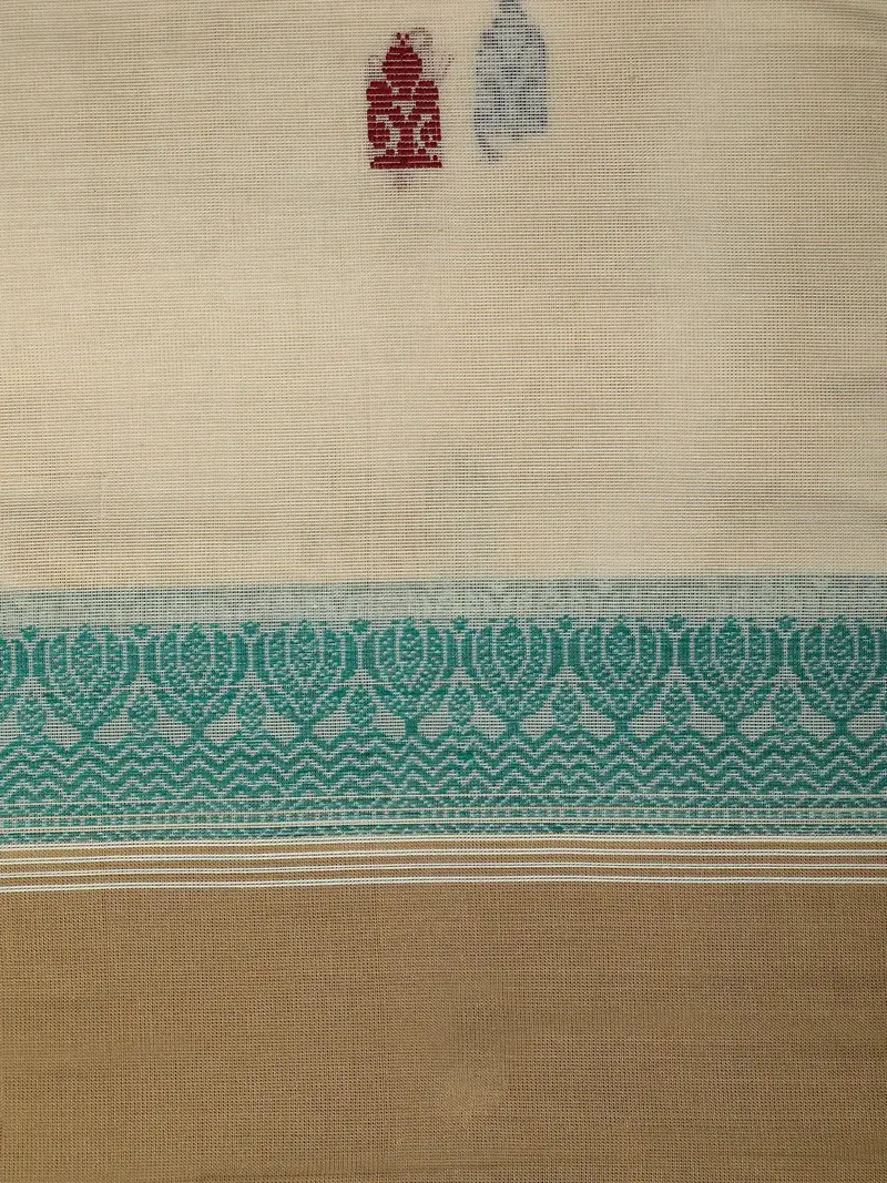 Cream Small Butta Motifs Designed Cotton Saree 2
