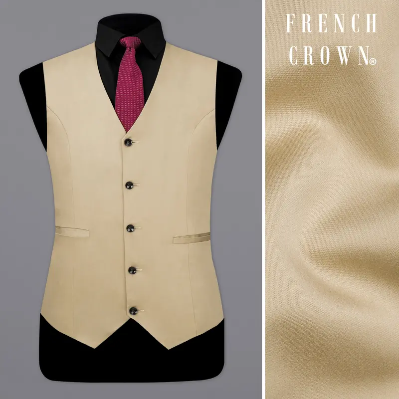 Cream Textured Waistcoat 1