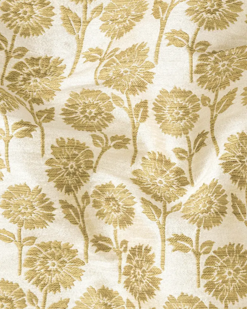 Cream With Golden Marigold Flowers Jacquard Designer Nehru Jacket 3