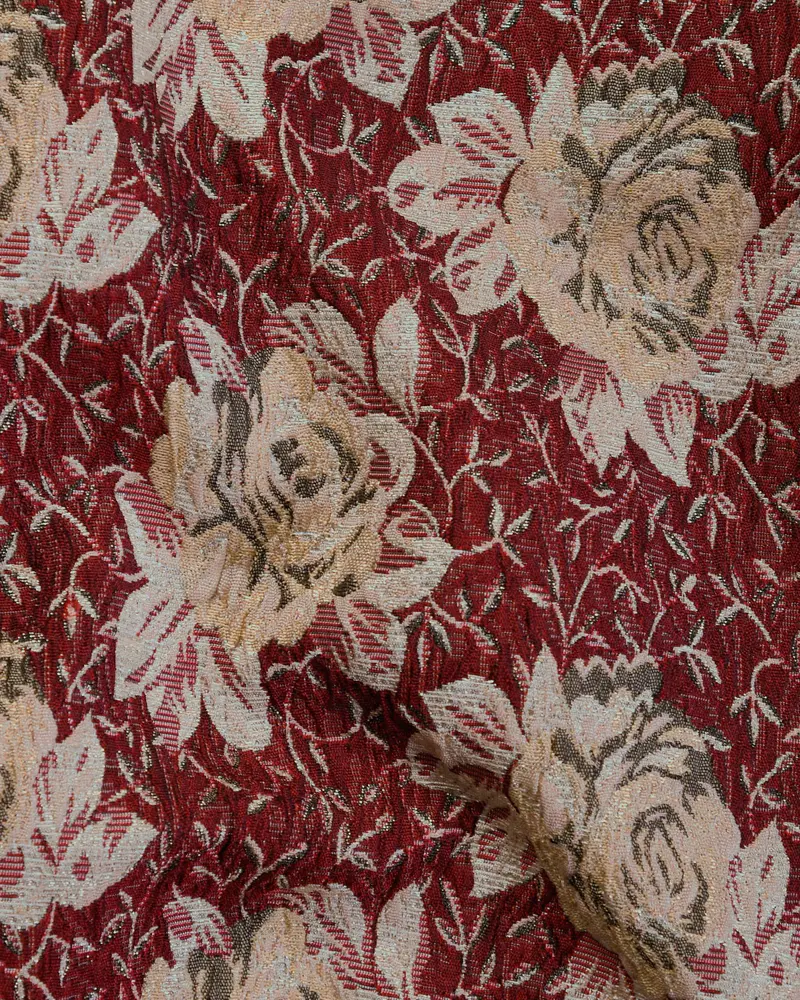 Cream With Red Rose Jacquard Textured Designer Nehru Jacket 3