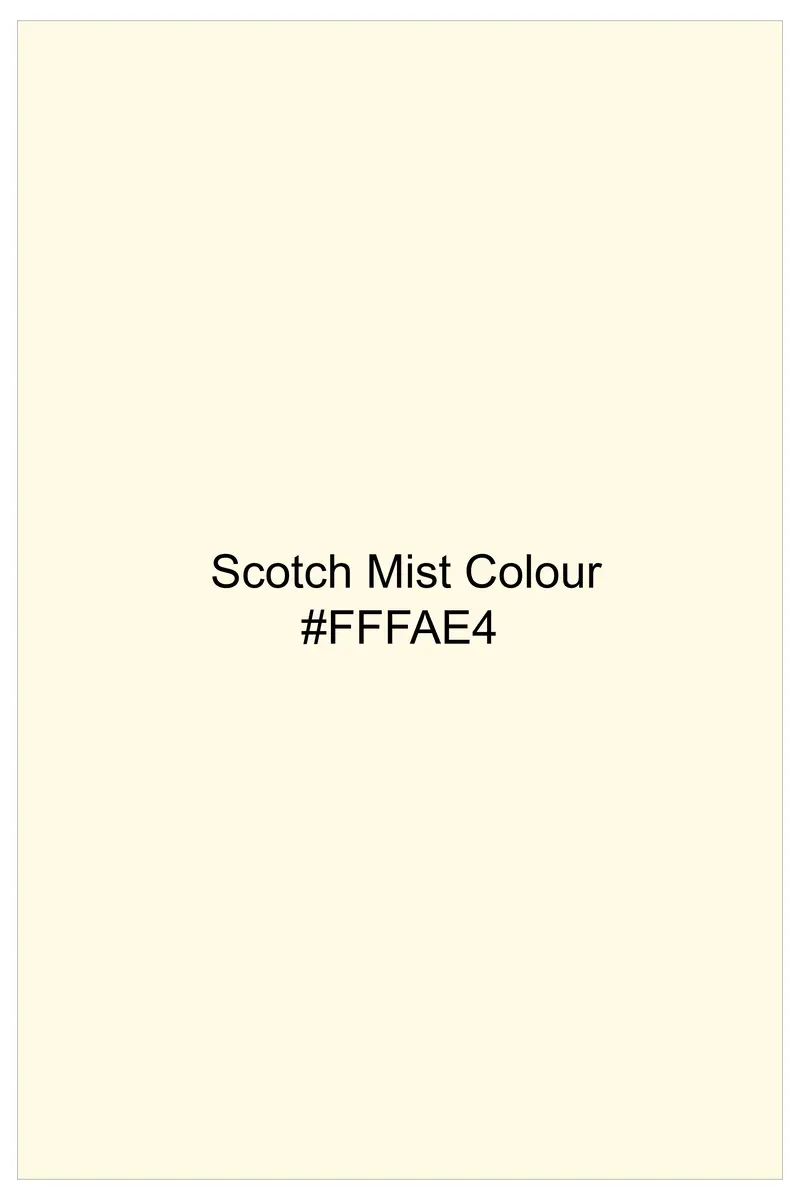 Creamed-Scotch Mist Cream Printed Dobby Textured Premium Giza Cotton Semi Formal Shirt 6