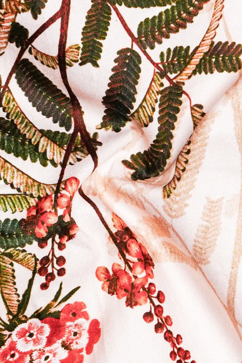 Creflora-Amour Cream And Rifle Green Floral Printed Subtle Sheen Super Soft Premium Cotton Casual Shirt 3
