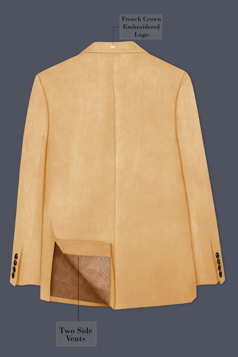 Crema-Tumbleweed Cream Velvet Peak Lapel Tuxedo Blazer 8