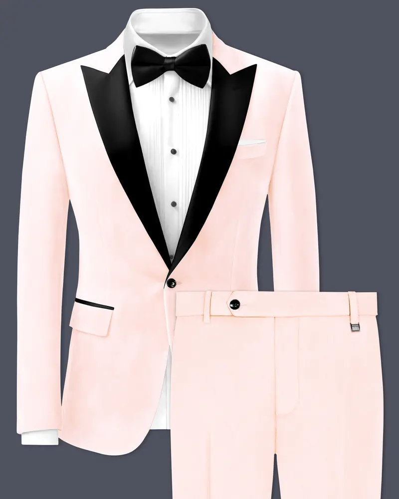 Cremivell-Almond Cream Velvet Peak Lapel Tuxedo Suit 1