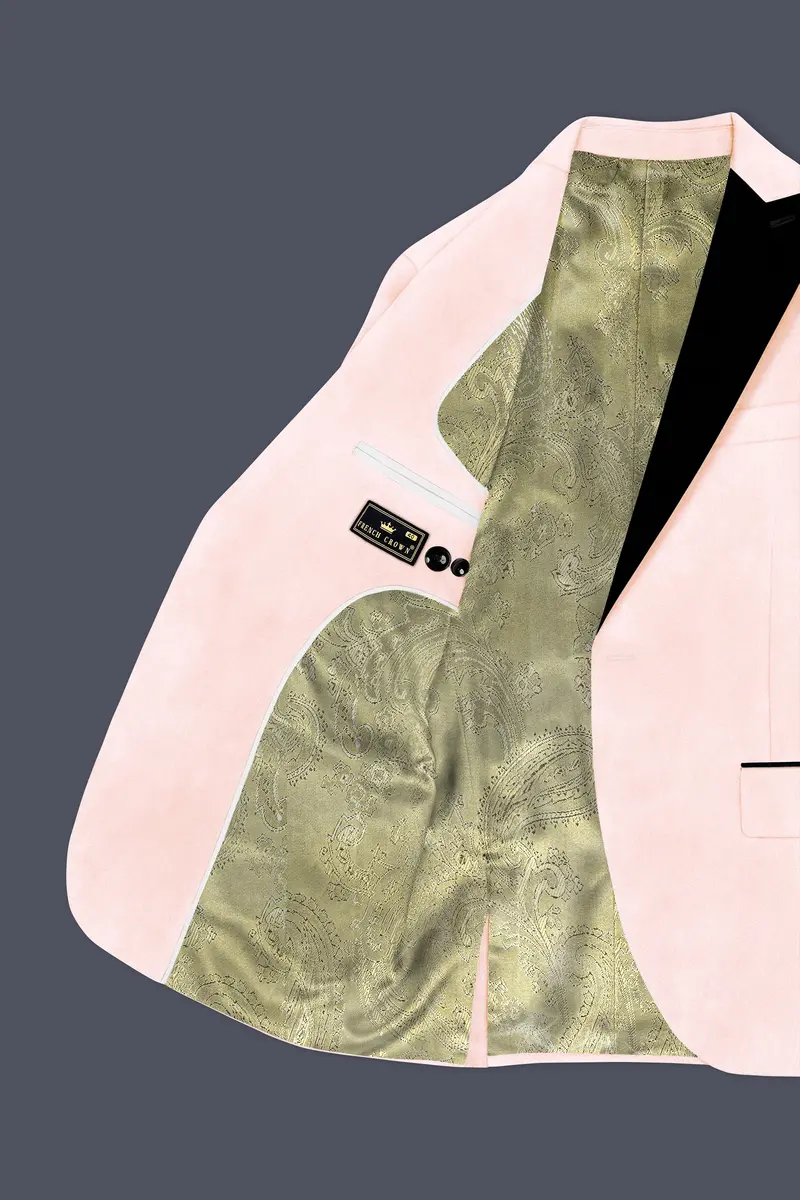 Cremivell-Almond Cream Velvet Peak Lapel Tuxedo Suit 6