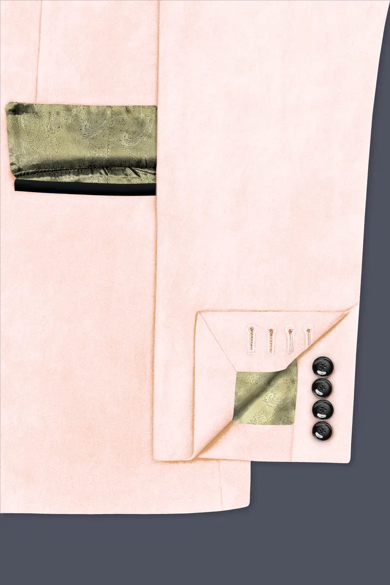 Cremivell-Almond Cream Velvet Peak Lapel Tuxedo Suit 7