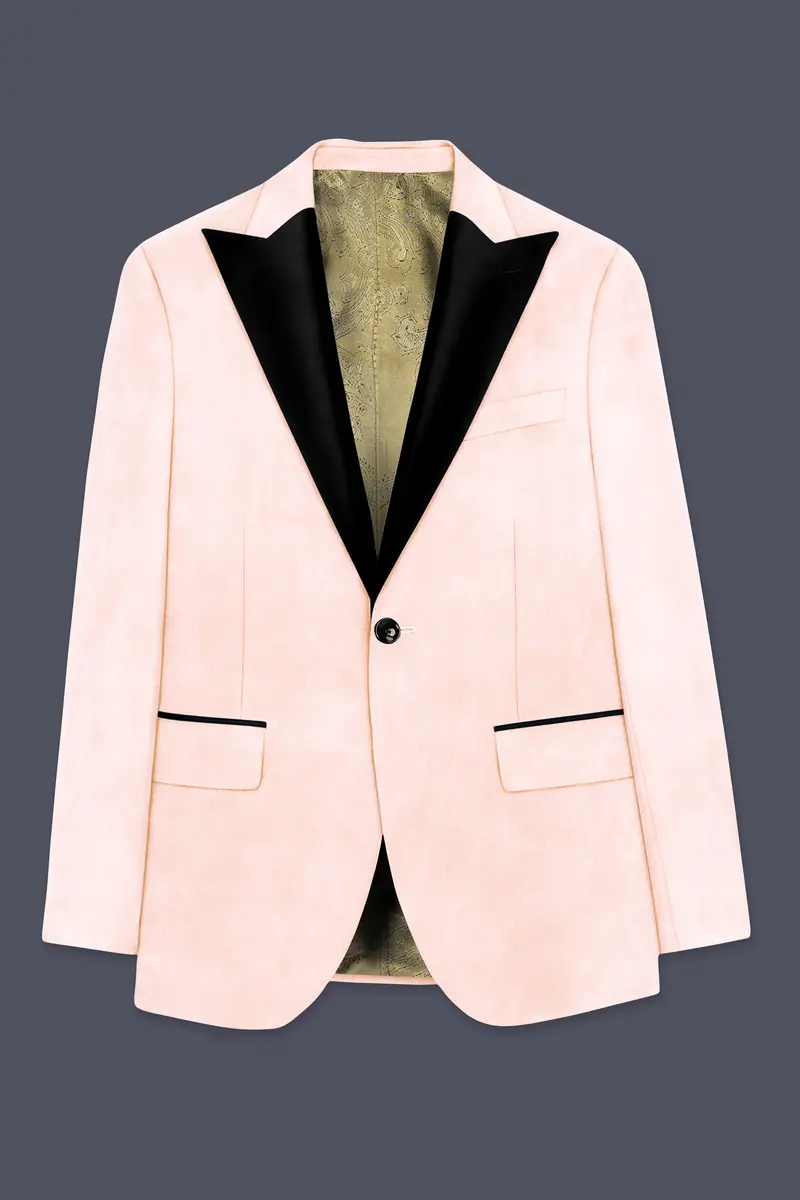 Cremivell-Almond Cream Velvet Peak Lapel Tuxedo Suit 8