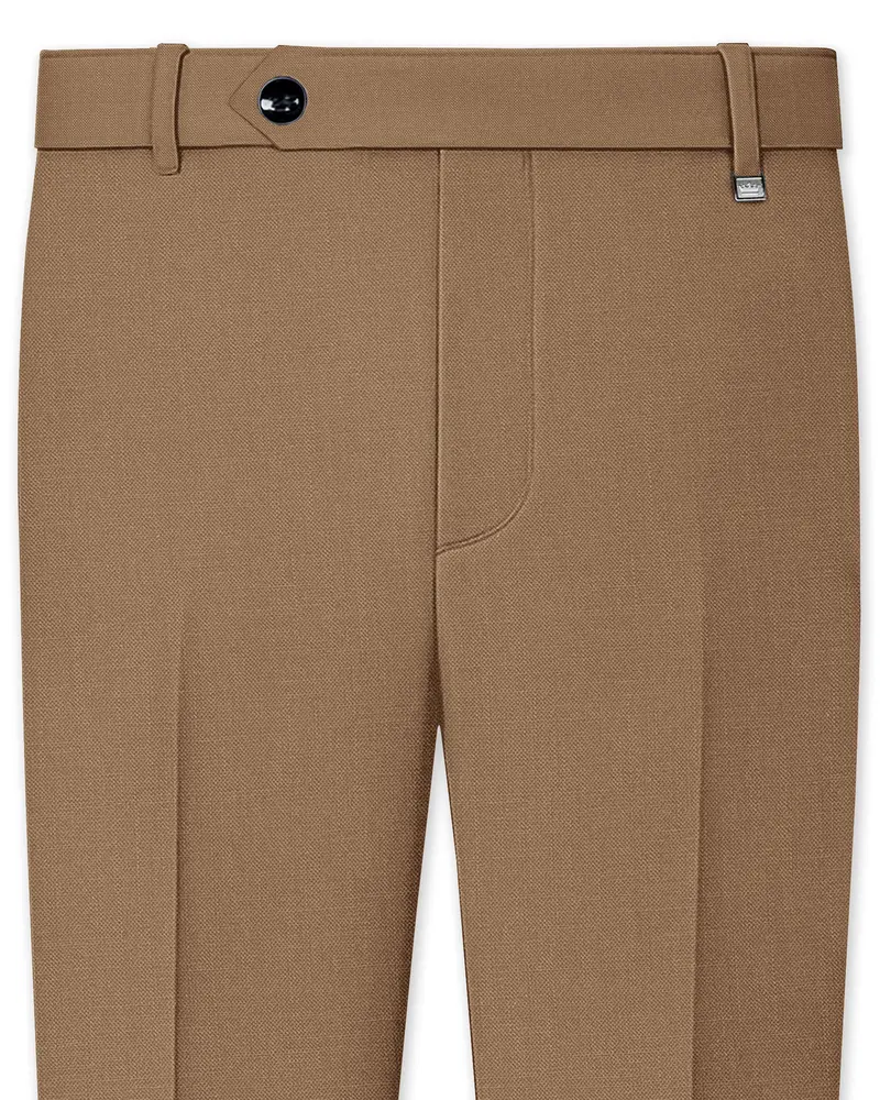 Cremont-Mocha Brown Luxurious Linen Stretchable Waistband Pant 1