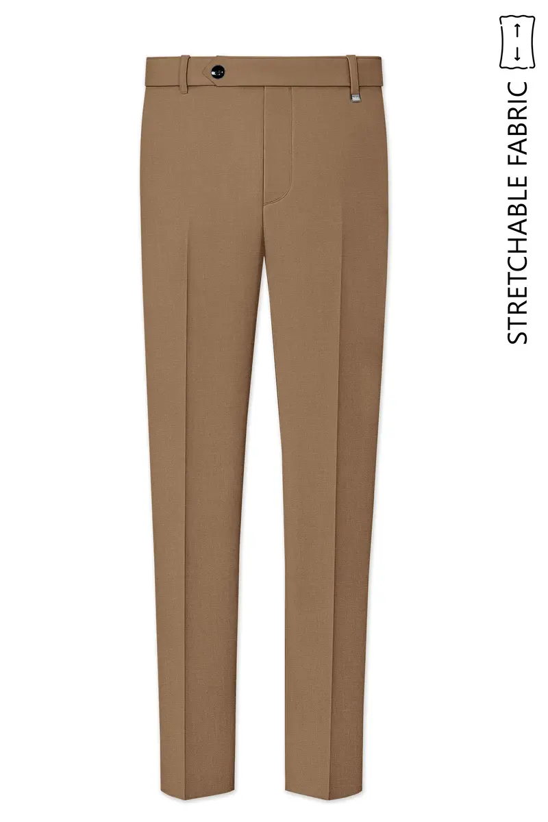 Cremont-Mocha Brown Luxurious Linen Stretchable Waistband Pant 2