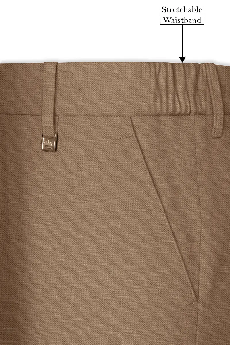 Cremont-Mocha Brown Luxurious Linen Stretchable Waistband Pant 6