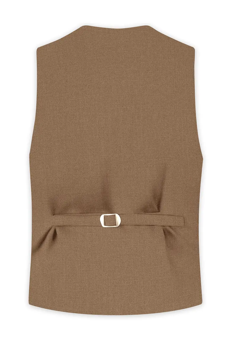 Cremont-Mocha Brown Luxurious Linen Stretchable Waistcoat 4