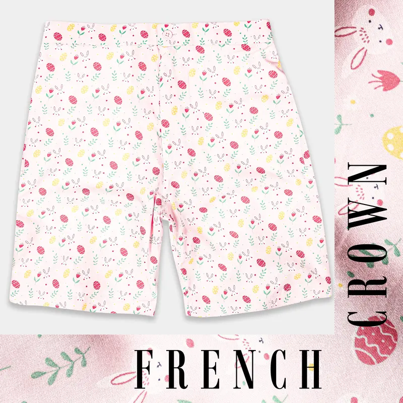 Crepe Pink With Grandis Yellow Multicolor Printed Premium Cotton Shorts 1
