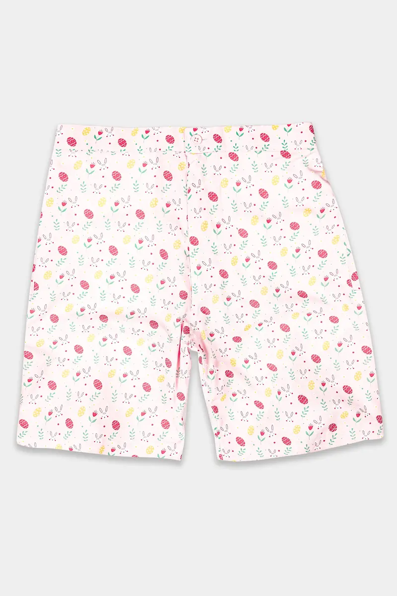 Crepe Pink With Grandis Yellow Multicolor Printed Premium Cotton Shorts 2