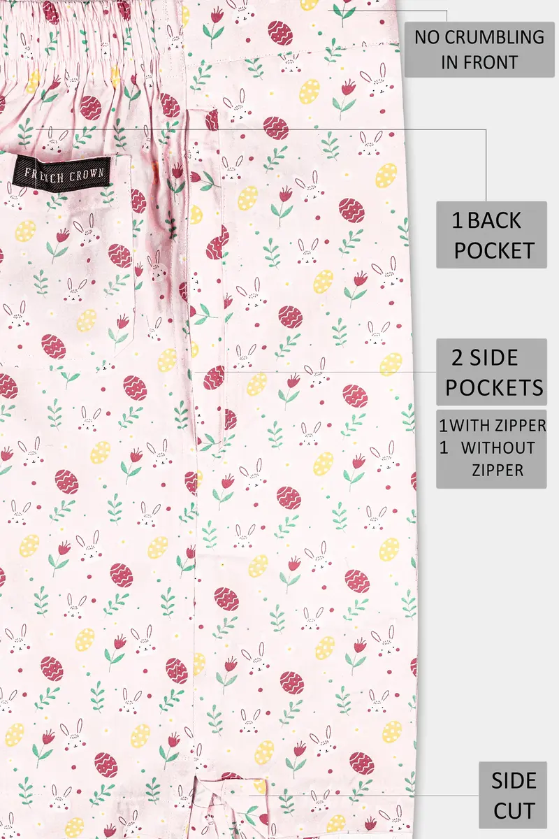 Crepe Pink With Grandis Yellow Multicolor Printed Premium Cotton Shorts 6
