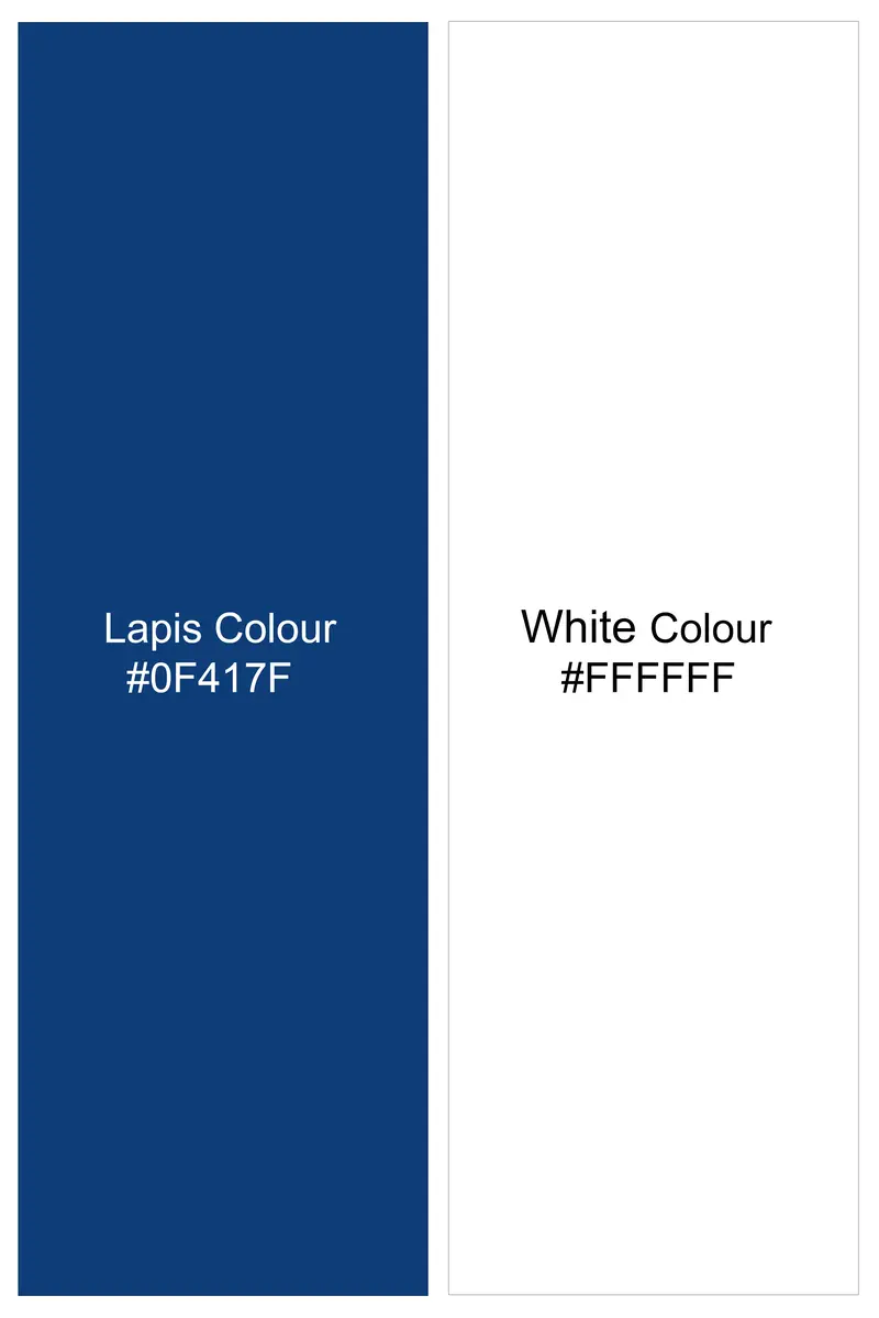 Creston-Lapis Blue And Bright White Houndstooth Printed Super Soft Premium Cotton Dress White Cuff Collar Shirt 7