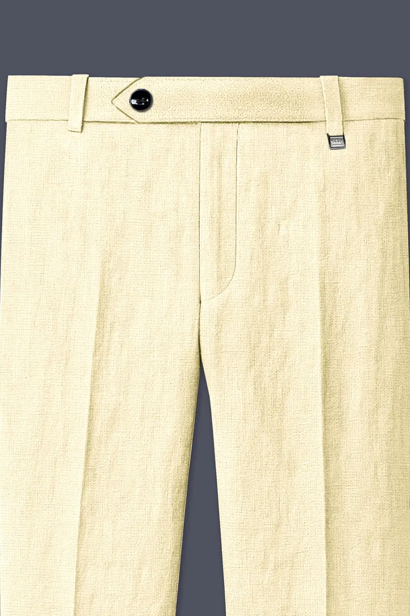 Crevano-Tequila Cream Luxurious Linen Single Breasted Sports Suit 12