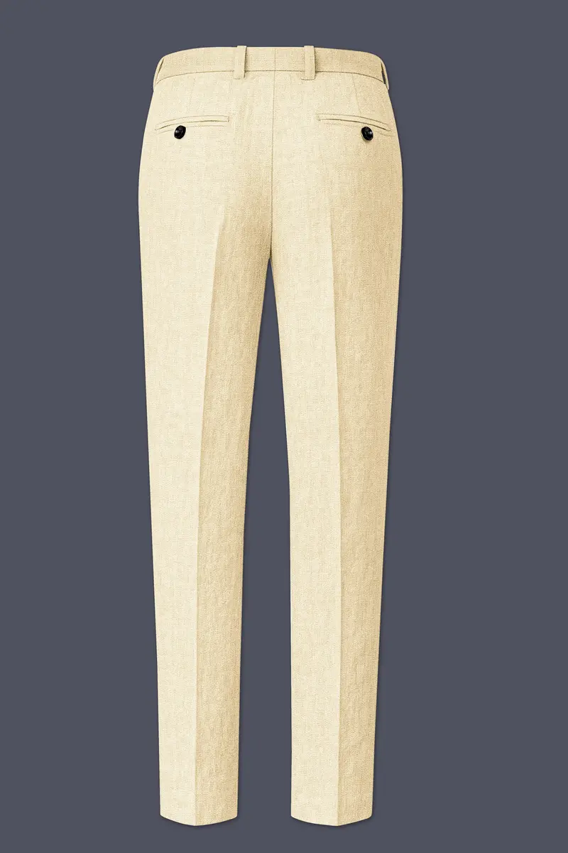 Crevano-Tequila Cream Luxurious Linen Single Breasted Sports Suit 14