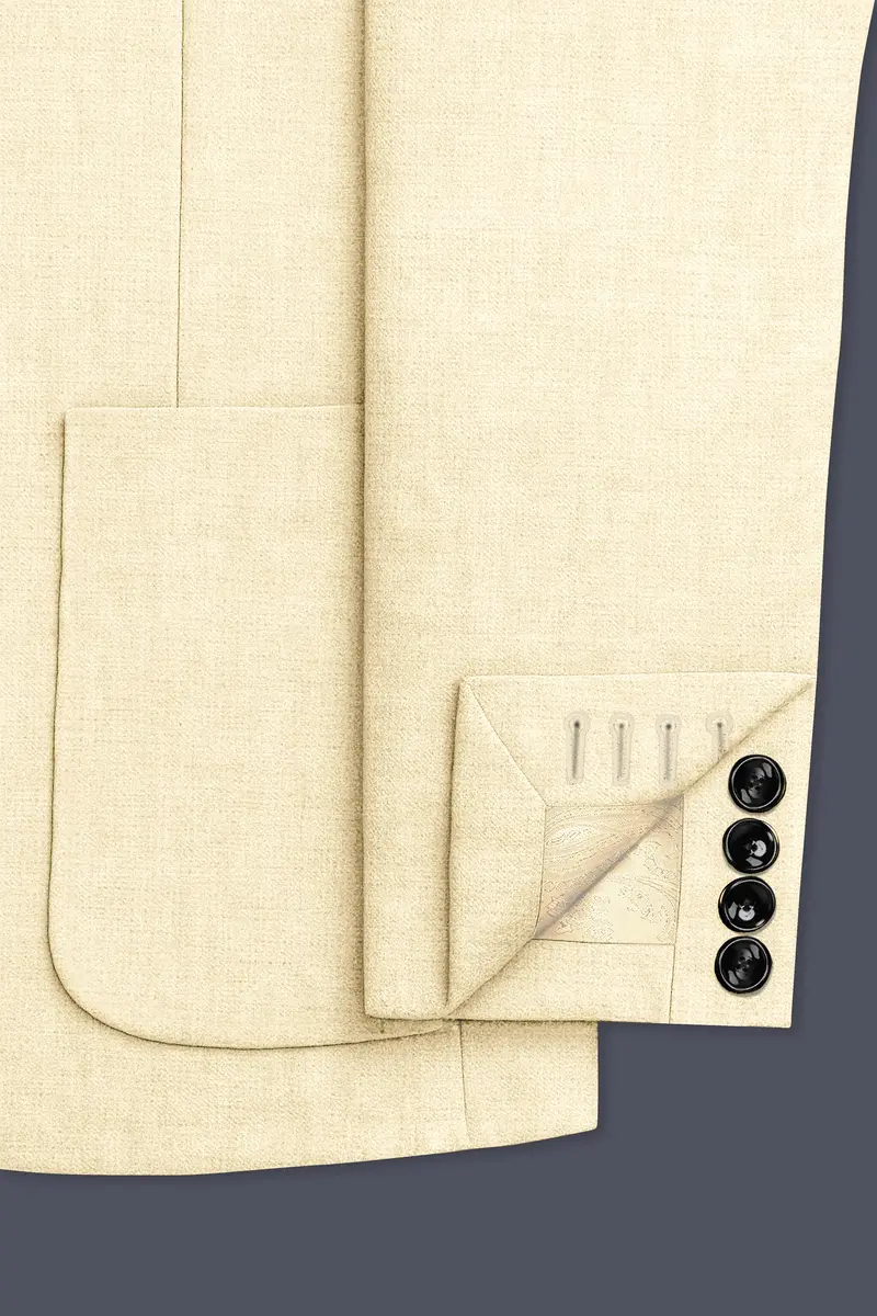 Crevano-Tequila Cream Luxurious Linen Single Breasted Sports Suit 7