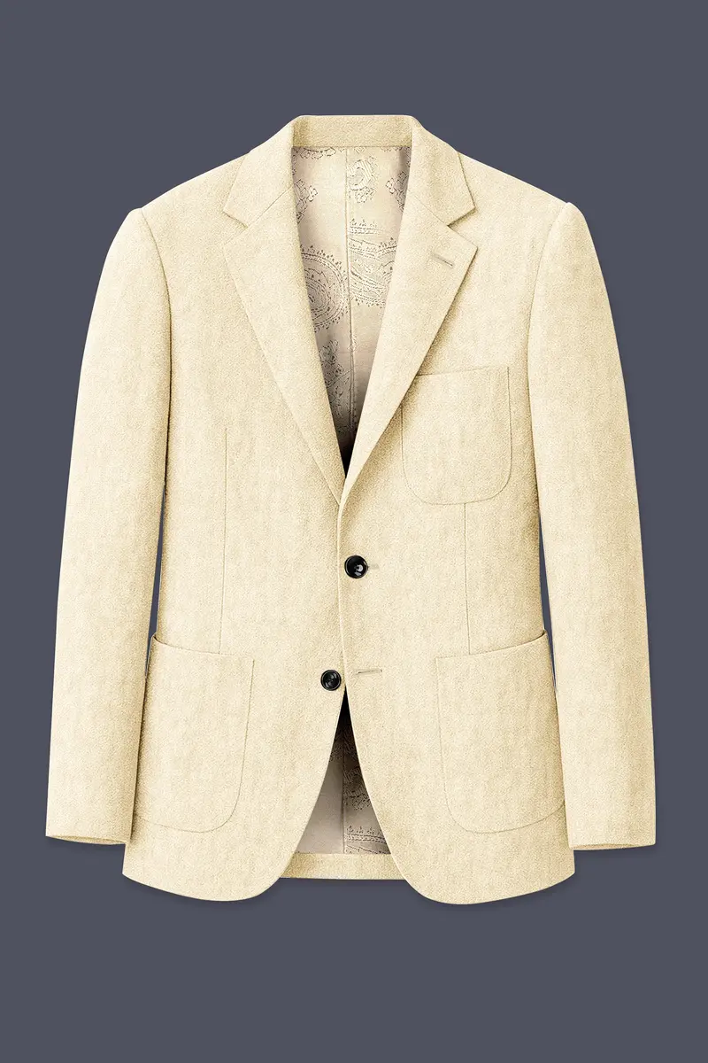 Crevano-Tequila Cream Luxurious Linen Single Breasted Sports Suit 8