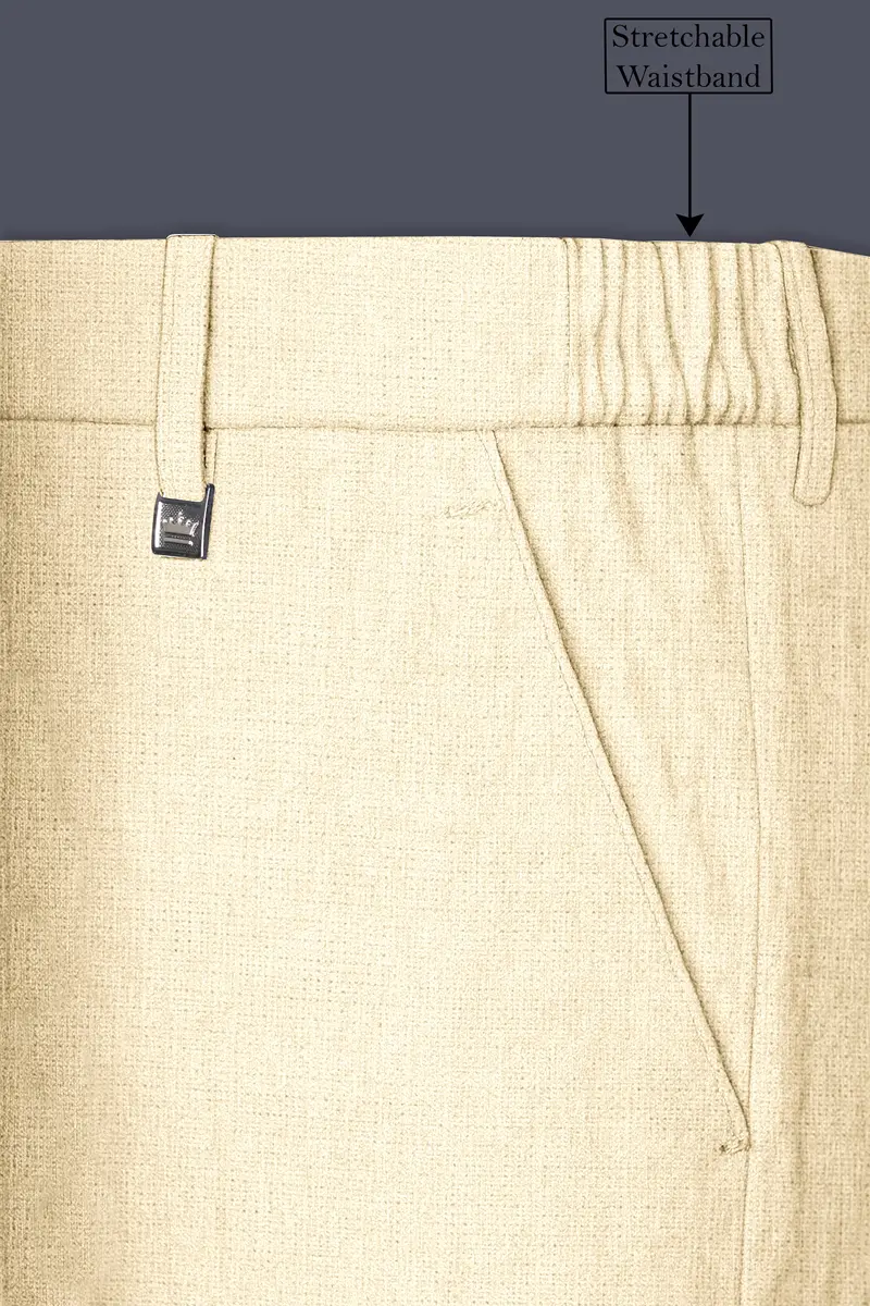 Crevano-Tequila Cream Luxurious Linen Stretchable Waistband Pant 6