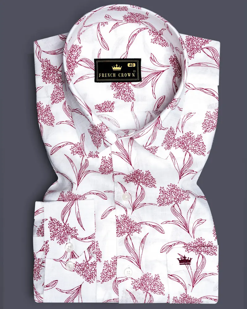 Crimson-Bright White With Cordovan Maroon Floral Printed Lightweight Premium Cotton Casual Shirt 1