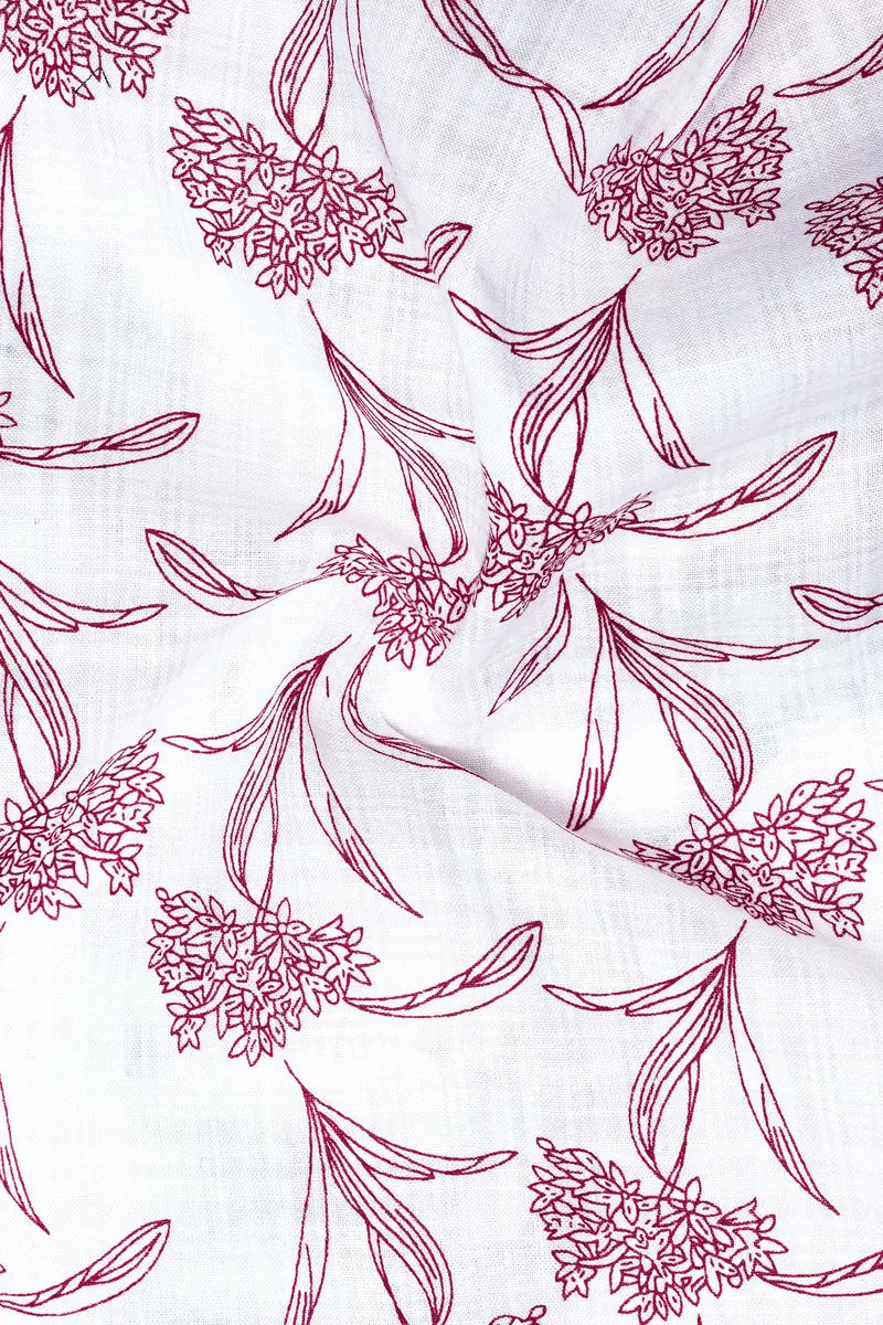 Crimson-Bright White With Cordovan Maroon Floral Printed Lightweight Premium Cotton Casual Shirt 3